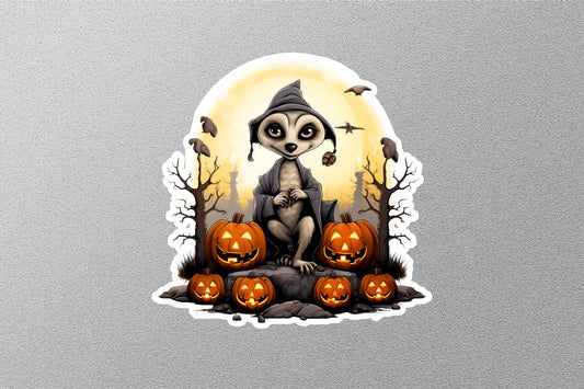 Cute Kawaii With Hat And Halloween Pumpkins Sticker