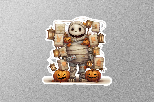 Skeleton And Pumpkins Halloween Sticker