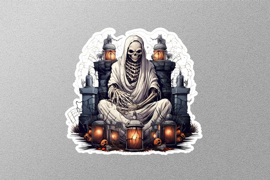 Skeleton And Lanterns Halloween Sticker