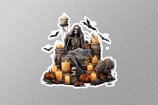 Skeleton And Skull Halloween Sticker