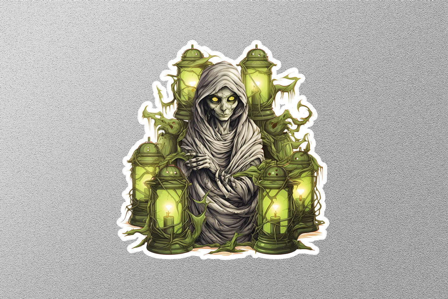 Ghost With Lanterns Halloween Sticker
