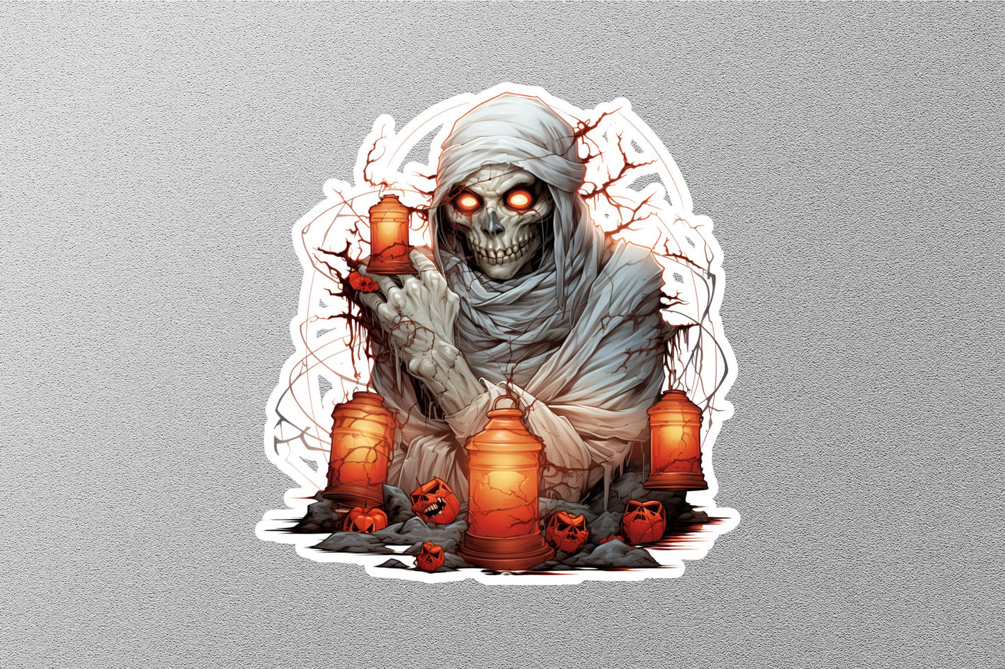 Skeleton With Lanterns Halloween Sticker