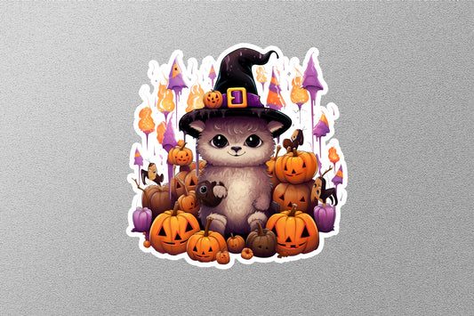 Cute Animal Witch Halloween Sticker