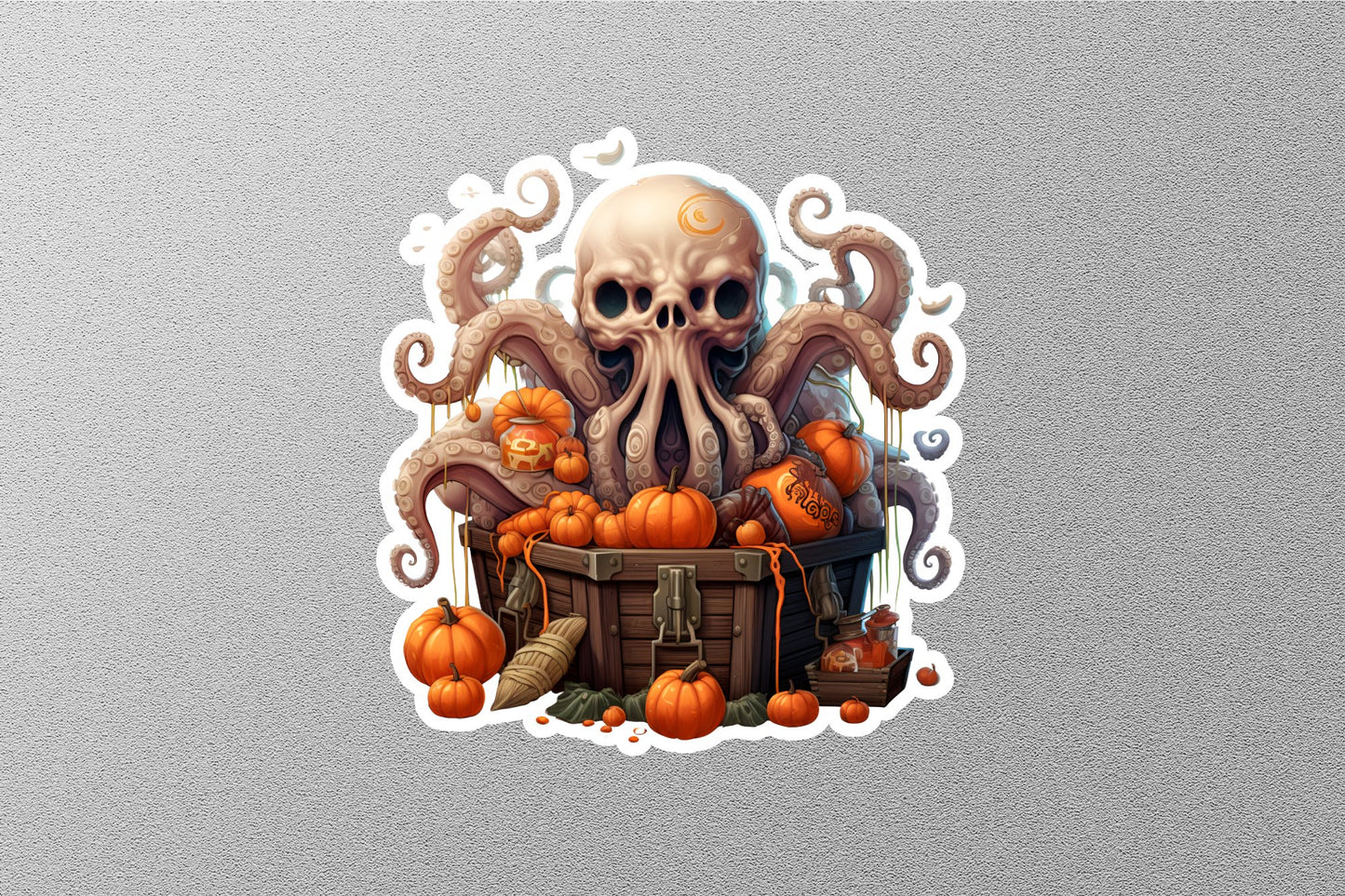 Skull With Octopus Halloween Sticker