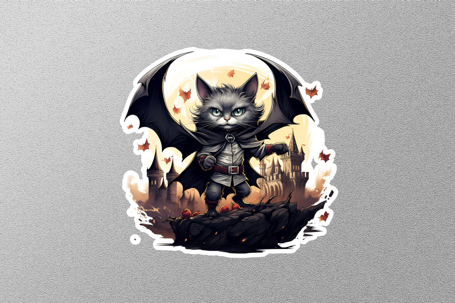 Bat Cat Halloween Sticker