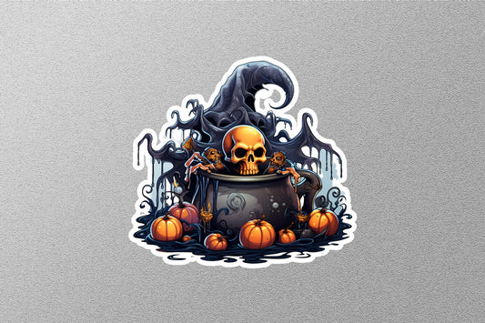 Skull And Pumpkins Halloween Sticker