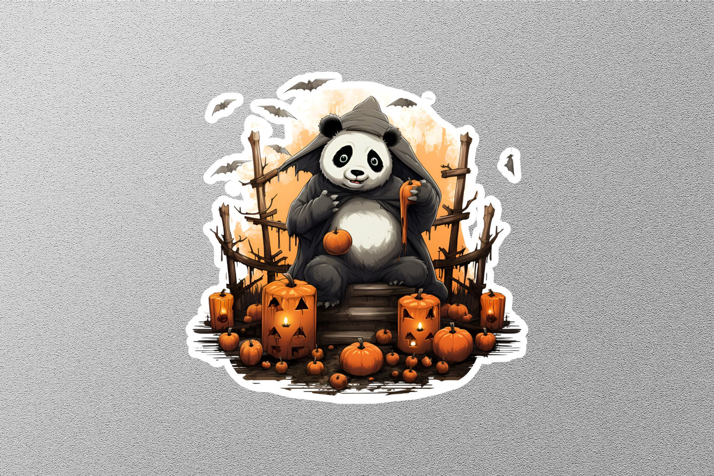 Panda With Pumpkins Halloween Sticker