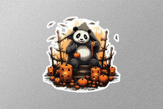 Panda With Pumpkins Halloween Sticker