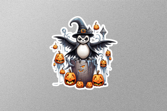 Bird With Smiley Pumpkins Halloween Sticker