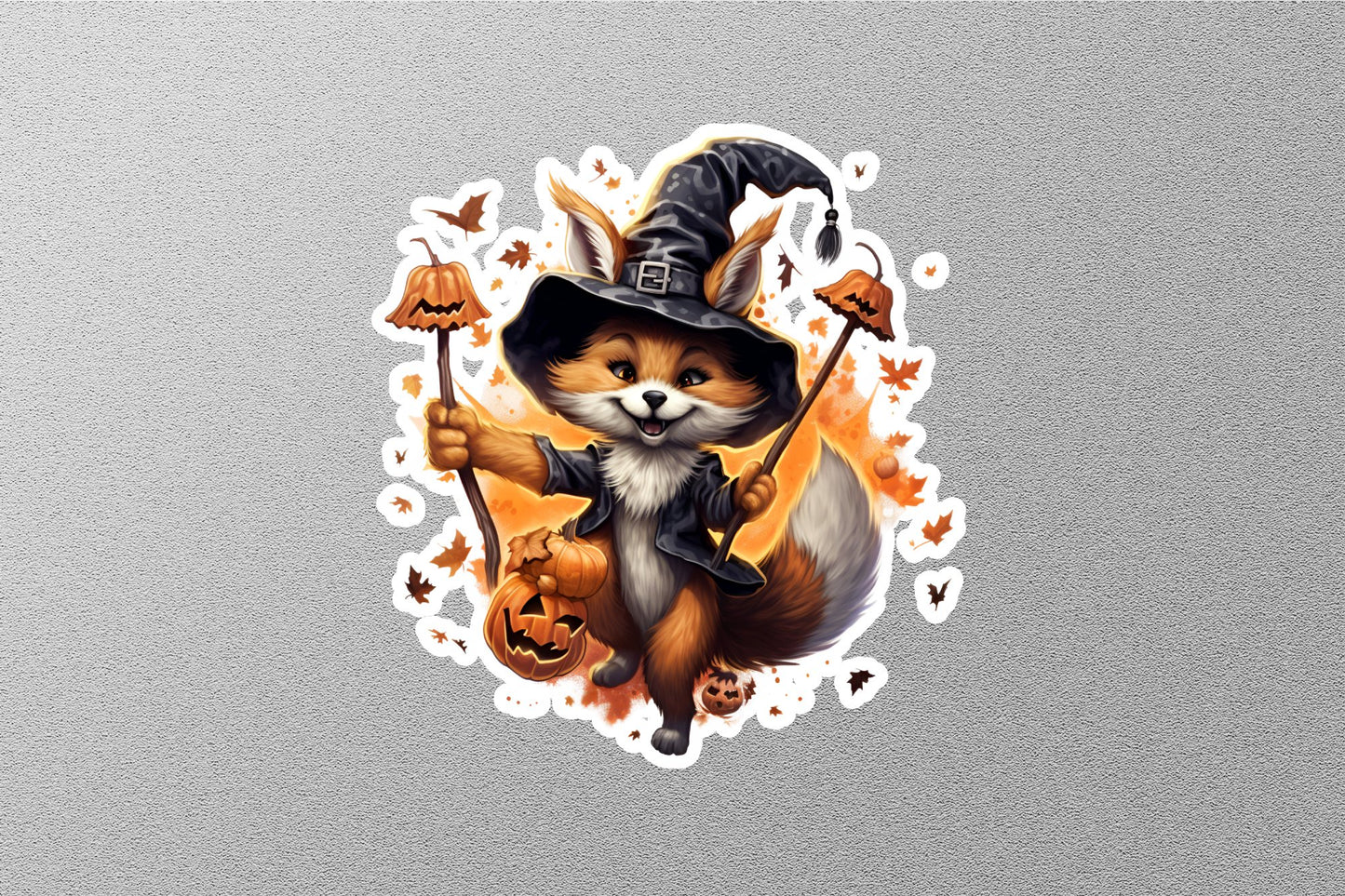 Wholesale Smiley Fox With Hat Halloween Sticker
