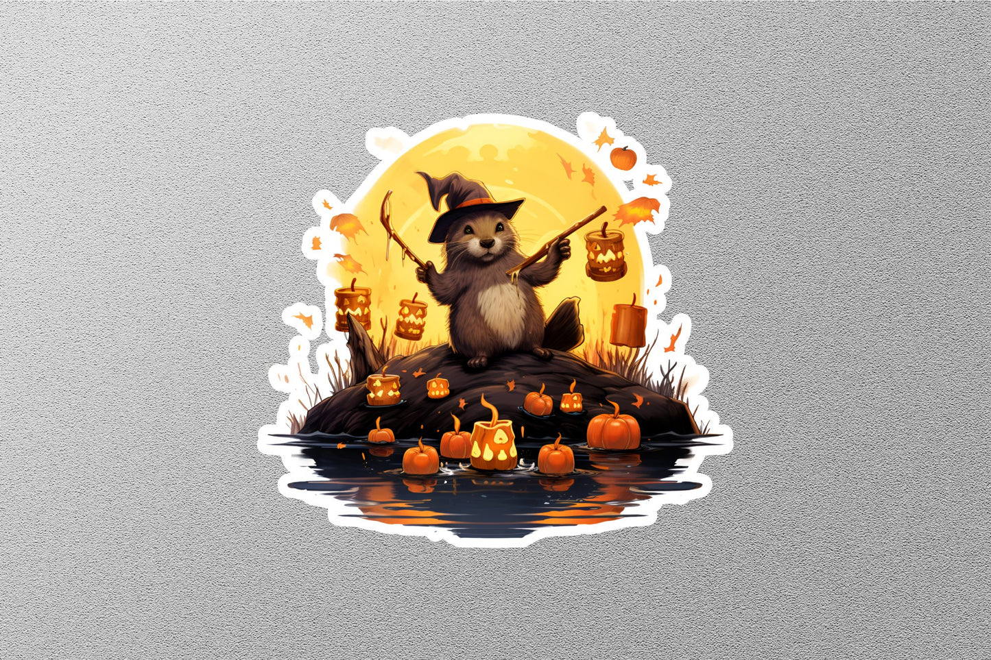 Cute Bear With Hat Halloween Sticker