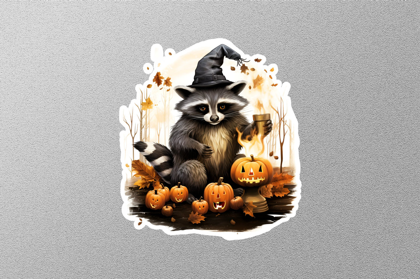 Wholesale Raccoon With Pumpkins Halloween Sticker