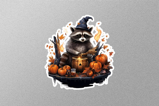 Wholesale Raccoon With Hat And Pumpkins Halloween Sticker