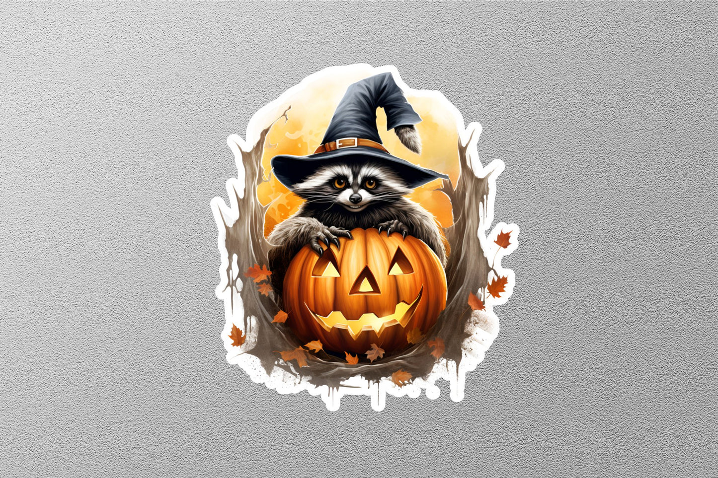 Wholesale Raccoon With Huge Smiley Pumpkin Halloween Sticker