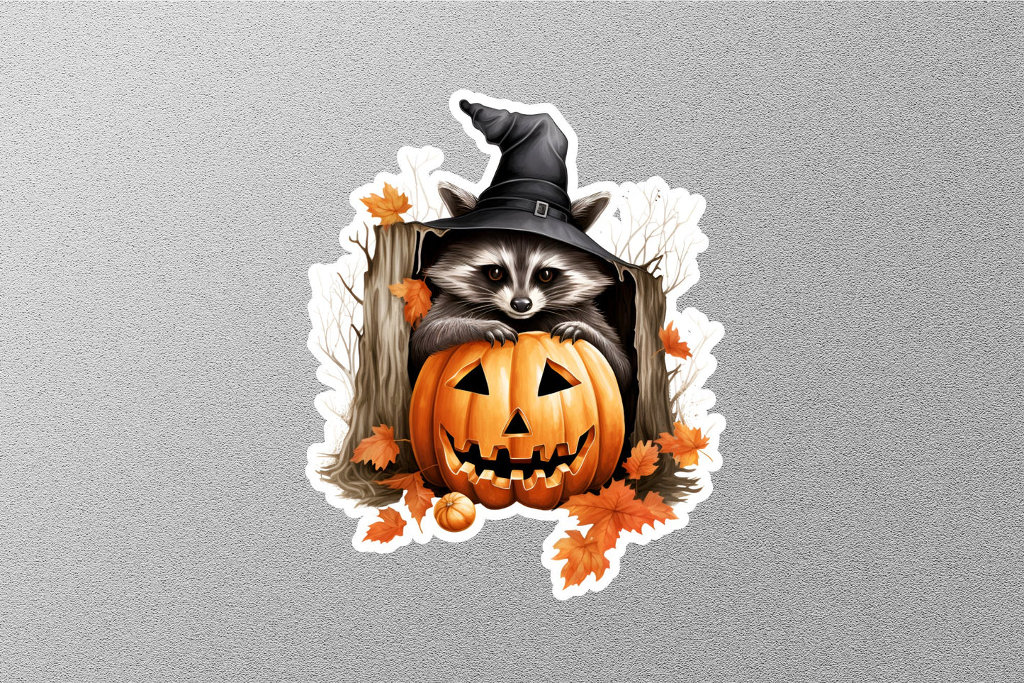 Wholesale Raccoon With Hat And  Huge Smiley Pumpkin Halloween Sticker