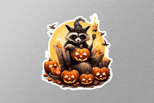 Wholesale Raccoon With Hat And Smiley Pumpkins Halloween Sticker
