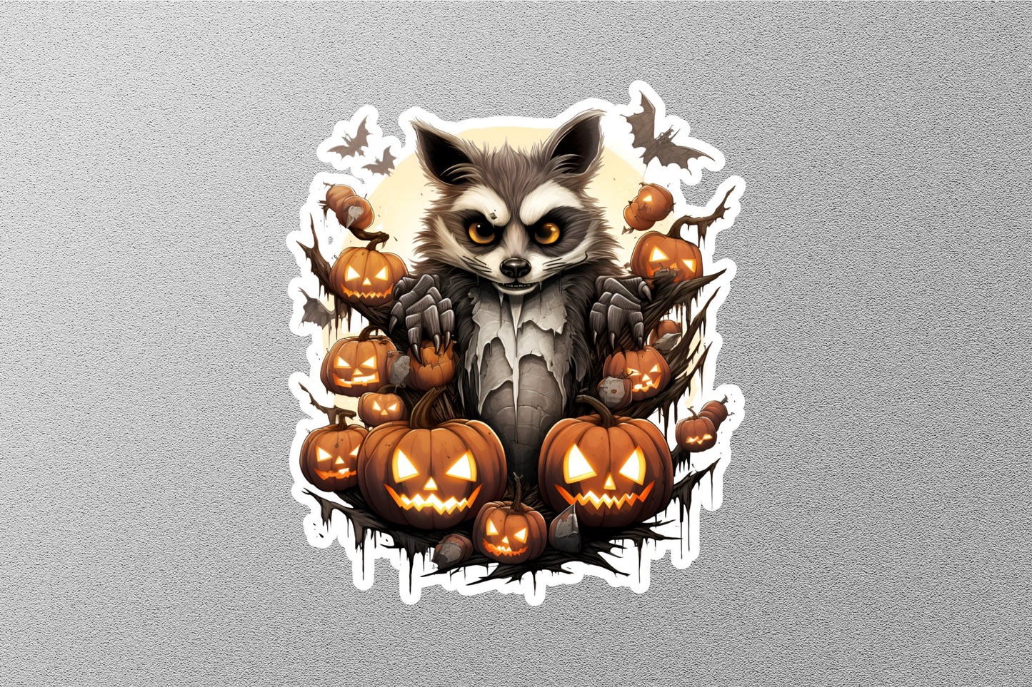 Wholesale Raccoon With Evil Pumpkins Halloween Sticker