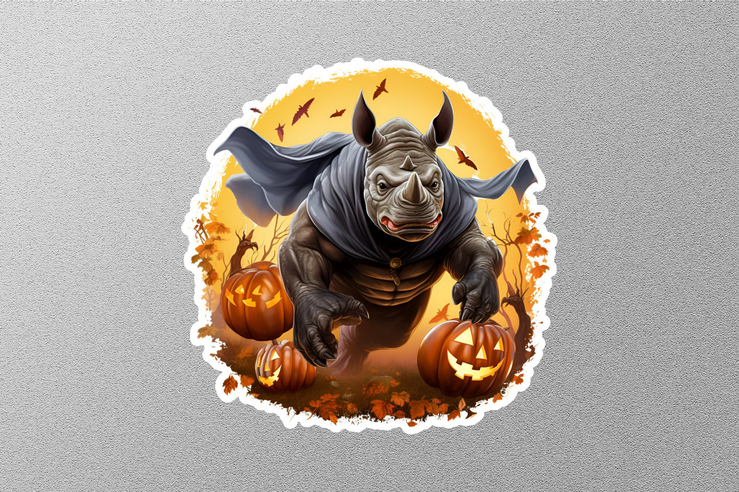 Wholesale Rhinoceros With Evil Pumpkins Halloween Sticker
