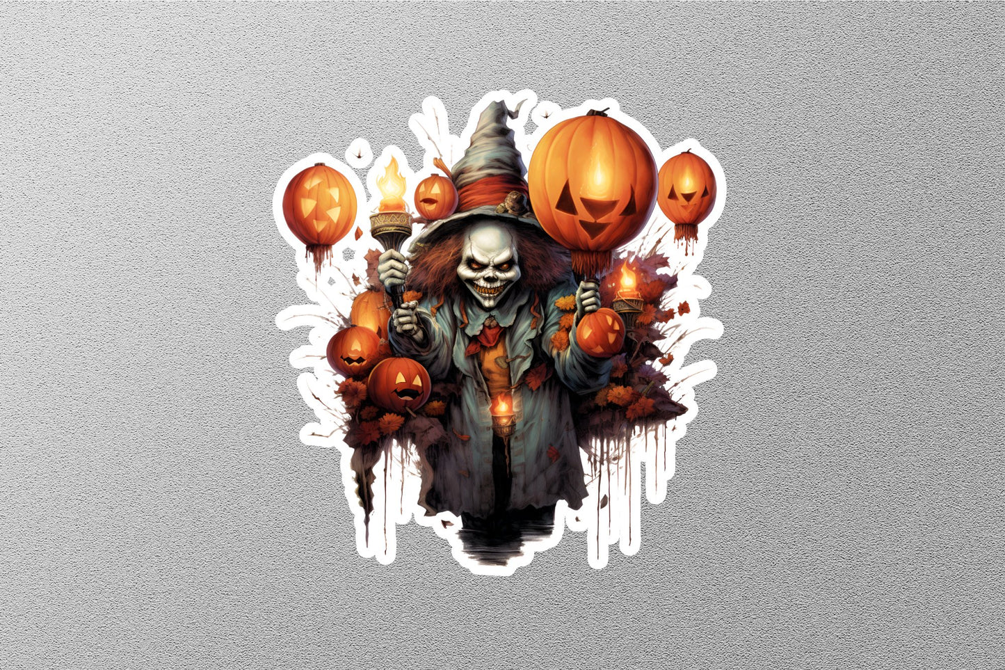 Crazy Joker With Evil Pumpkins Halloween Sticker