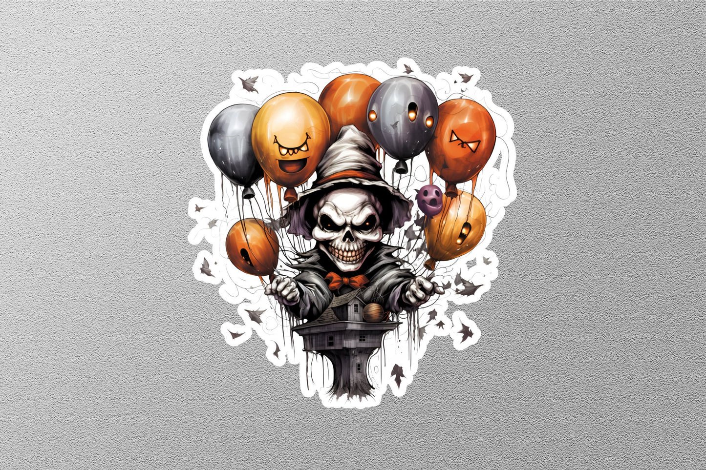 Scary Joker With Evil Balloons Halloween Sticker