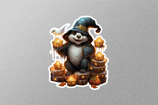 Cute Bear With Pumpkins Halloween Sticker