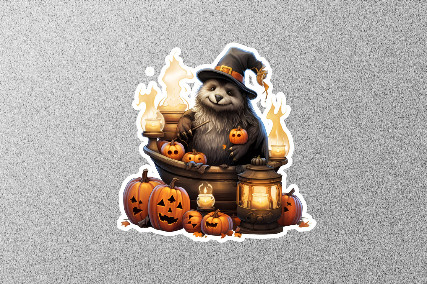 Cute Bear With Pumpkins Halloween Sticker