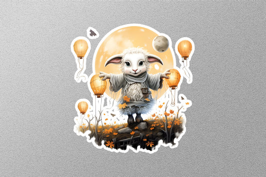 Wool Sheep With Balloons Halloween Sticker