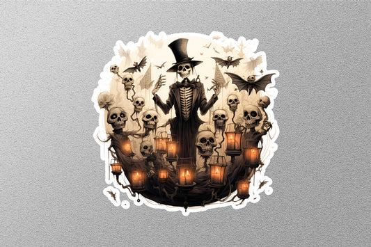 Skelton With Skulls Halloween Sticker