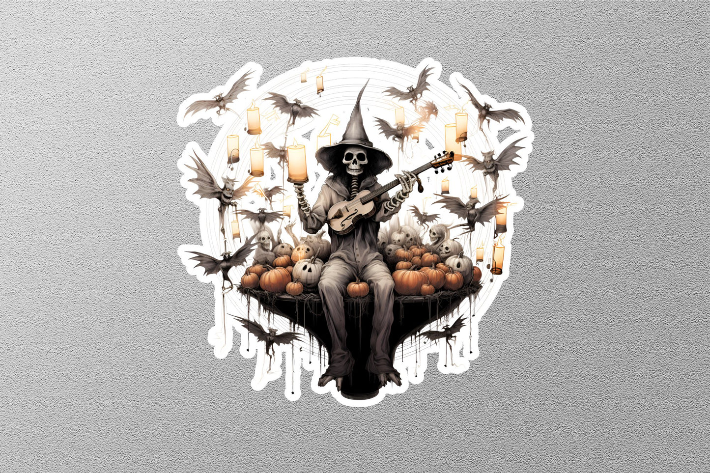 Skeletons With Guitar Halloween Sticker