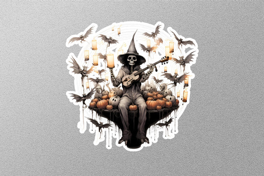 Skeletons With Guitar Halloween Sticker