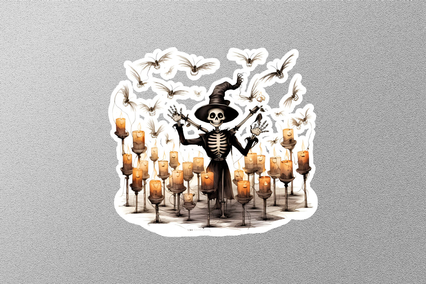 Skeleton With Candles Halloween Sticker