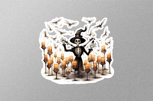 Skeleton With Candles Halloween Sticker