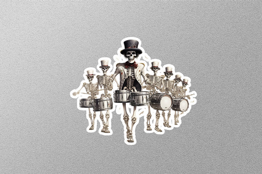 Drummer Skeleton Halloween Sticker