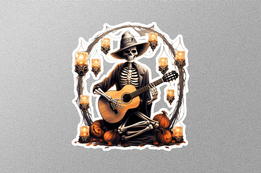 Skeleton With Guitar Halloween Sticker