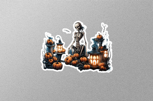 Female Skeleton With Light Halloween Sticker