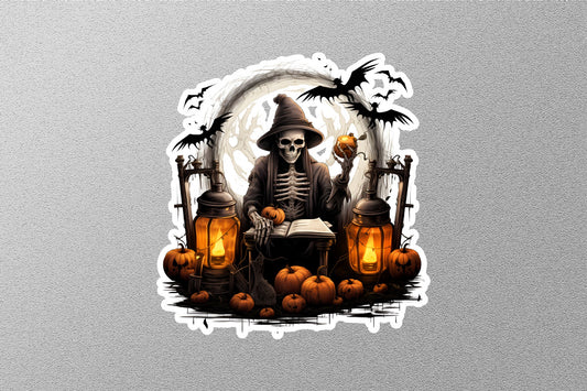 Skeleton With Book Halloween Sticker