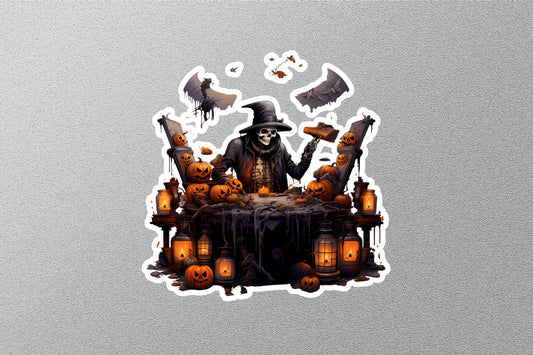 Brook With Pumpkins Halloween Sticker