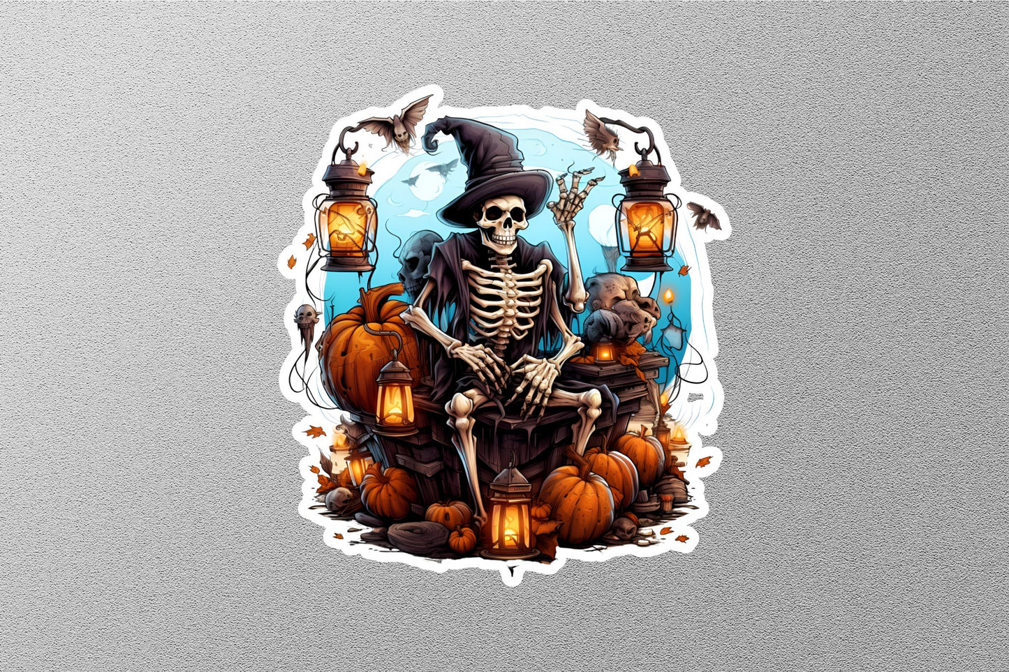 Skeleton With Lanten Halloween Sticker