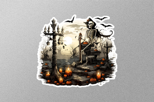 Skeleton With Candles Halloween Sticker