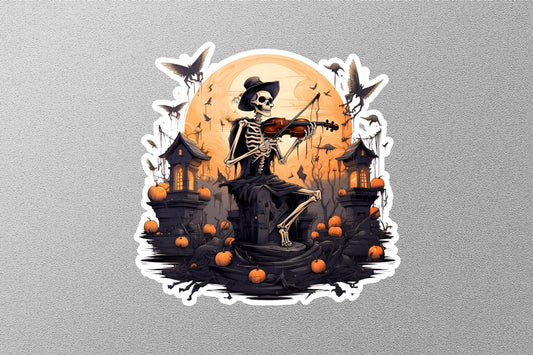 Skeleton With Violin Halloween Sticker
