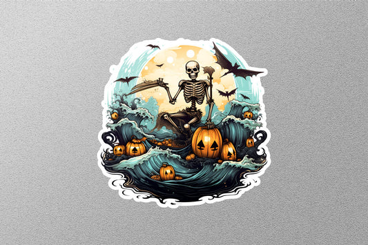Skeleton In River Halloween Sticker