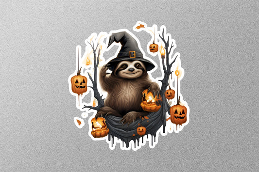 Smiley Panda With Black Hat Halloween Sticker