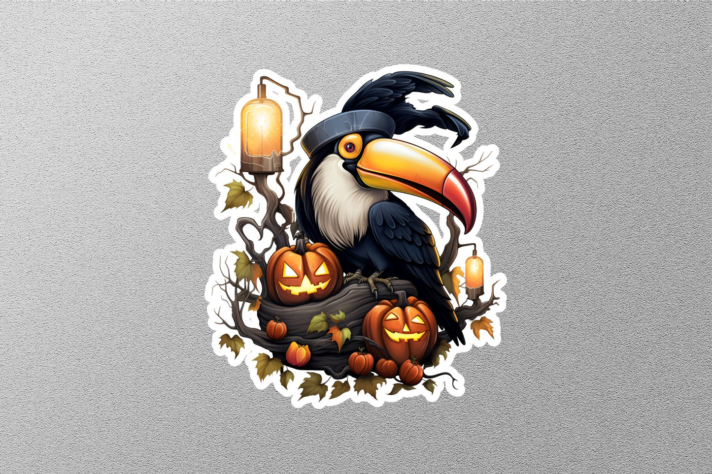 Cute Toucan Bird On Halloween Sticker