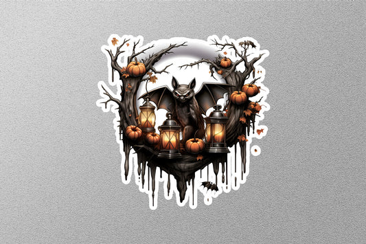 Huge Bat And Lanterns Halloween Sticker