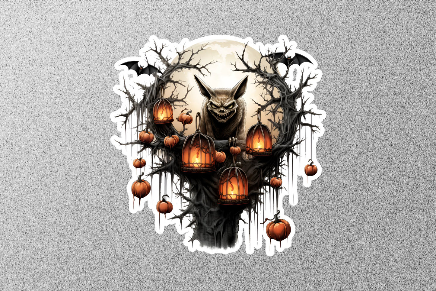 Bat And Lanterns Halloween Sticker