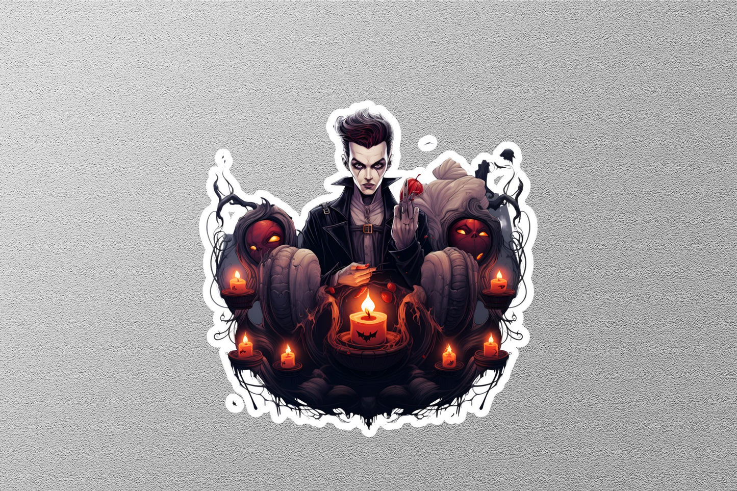 Vampire With Candles Halloween Sticker