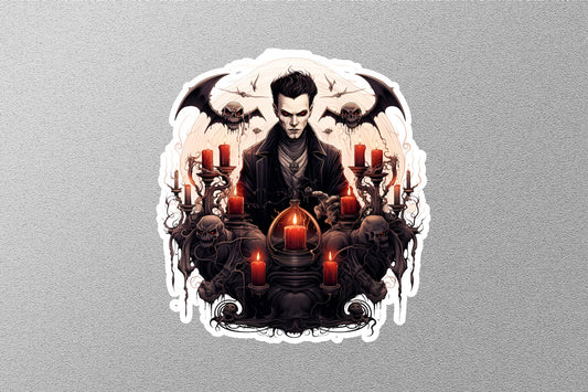 Vampire With Bats Halloween Sticker