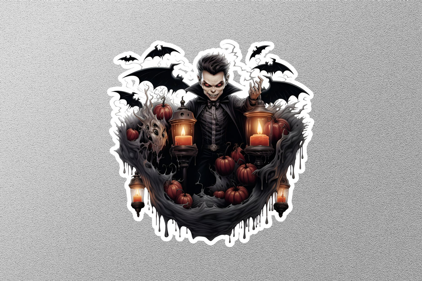 Vampire With Candles Halloween Sticker