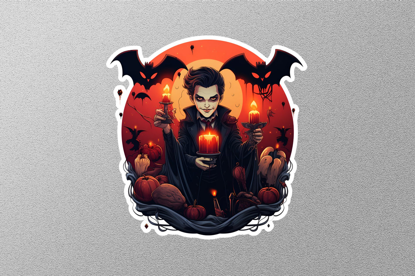 Bat Man With Candles Halloween Sticker
