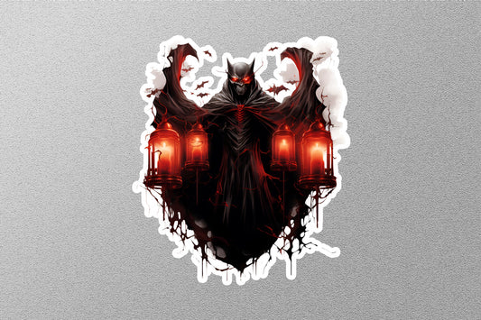Bat Man With Candle Lights Halloween Sticker